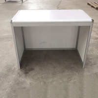 Comptoir d'accueil pour exposition, bureau d'information pour salon professionnel, armoire de présentation rectangulaire pliable en alliage d'aluminium blanc/argent