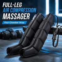Bottes de massage à compression d'air à 4 chambres avec fermeture éclair intégrale, 4 modes d'intensité réglable et pompe 4L, noires