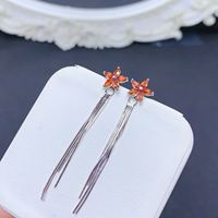 Boucles d'oreilles pendantes de luxe OEM ODM en argent 925 et or, saphir naturel orange-bleu - Cadeaux d'anniversaire, de mariage et de fête - Vente en gros usine