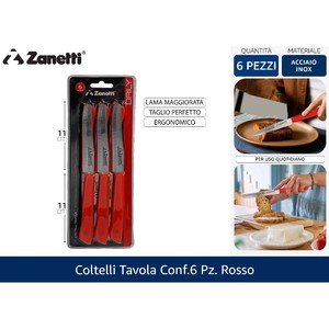 6 Cuchillos Rojos para Mesa de Comedor - Product Image 1