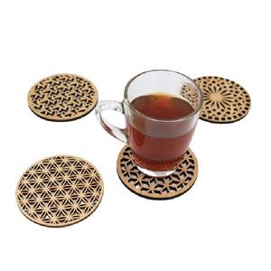 Custom Wood Laser Cutting Design Tableware Coaster - Product Image 1