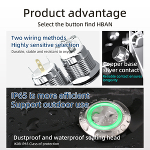 Ce CCC 12V đẩy nút chuyển <span class=keywords><strong>Vandal</strong></span> bằng chứng IP65 đẩy kích hoạt nút kim loại thép không gỉ điện nút 16 Mét 19 Mét - Product Image 3