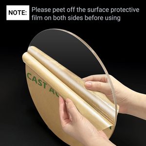 Ensemble de 2 pièces de feuille de plexiglas transparent de 6 pouces de diamètre 1/4 rond en acrylique disque à gâteau feuille acrylique pour dessus de table ou toile de fond - Product Image 3