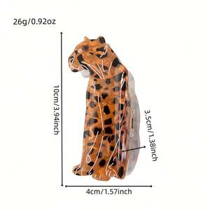 Pince à cheveux grande taille motif léopard noir Amérique, accessoire de mode fantaisie pour femme - Product Image 6