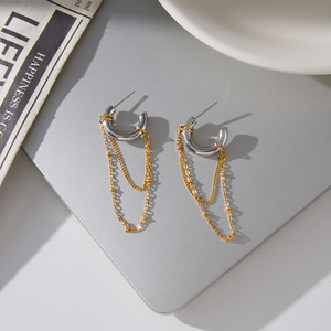 Pendientes de Aro con Borlas, Oro de 18K, Acero Inoxidable, Diseño Geométrico con Bloques de Color, Joyería para Mujer de Uso Diario - Product Image 4