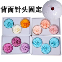 Lot de 3 boîtes cadeaux de fleurs éternelles, têtes de roses préservées de 7-8 cm, arrangements floraux, décoration de mariage