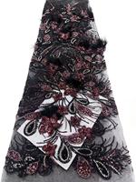 Tissu en dentelle de tulle perlée de luxe en gros, broderie bolivienne, tissu en dentelle à sequins pour robes de mariée de Dubaï, tissu en filet