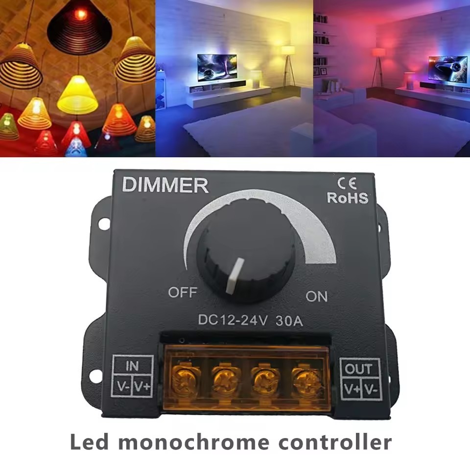 Variateur Contrôleur LED 30A 360W - Bouton Interrupteur - Pour Bande Couleur Unique