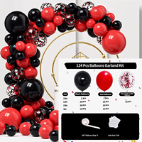 Kit d'arche de ballons de course automobile, ballons en latex à carreaux rouges, noirs et blancs pour la décoration de fête d'anniversaire sur le thème de la course automobile pour enfants et garçons