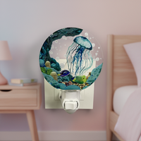 Lampe murale GL-SM Jellyfish Underwater World en acrylique, à brancher, à incandescence, blanc froid, économe en énergie, avec interrupteur, design contemporain