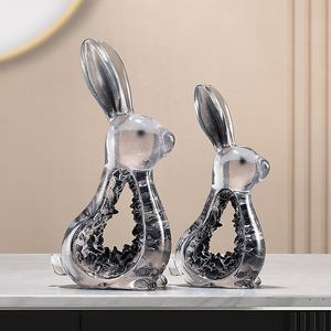 <b>Light</b> Luxury Transparent Gold Foil <b>Rabbit</b> Ornament High-End Epoxy Resin Artistic Folk Art Home Living Room Wine Cabinet TV - Product Image 4
