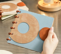 Carnet à disques en cuir PU de qualité supérieure, carnet à feuilles mobiles, journal créatif à couverture carrée détachable