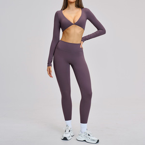 Conjuntos Deportivos YIYI con Top Halter Acolchado, Leggings de Cintura Alta, Pantalones Deportivos Cómodos, Conjuntos de Ropa Deportiva para <span class=keywords><strong>Mujer</strong></span> - Product Image 2