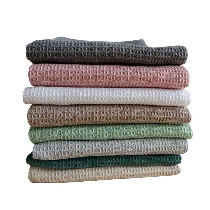 Waffle towels 100% cotton Online top selling 45cm*65cm plain fabric waffle tea towel cotton cleaning cloth
