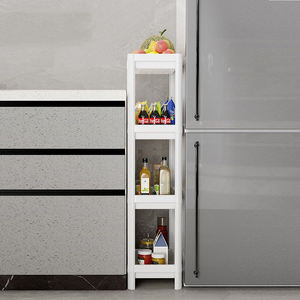 Chariot utilitaire à 3 niveaux, étagère à roulettes en plastique mince pour le salon, la salle de bain, la cuisine - Étagères mobiles écologiques - Product Image 4