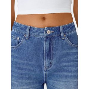 Jean large taille haute pour femme en denim extensible confortable et respirant coupe ample - Product Image 5