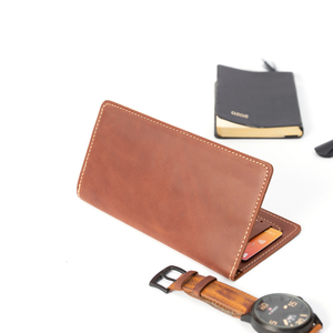 Unisex Brown <b>Long</b> Travel <b>Wallet</b> Genuine Leather Stone Pattern RFID Protection Card Holder Fold Closure - Product Image 3