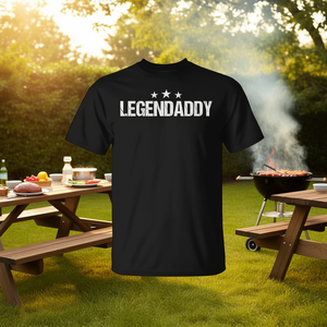 T-shirt vintage Legendaddy per la festa del papà, abbigliamento casual da uomo nero - Product Image 3