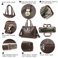 Sac à main pour ordinateur portable en cuir pleine fleur de qualité supérieure 14,2 pouces, grande capacité, style médecin, sac de bureau pour femmes et hommes avec cadre métallique