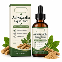 Gouttes liquides d'ashwagandha naturelles végétariennes, extrait pur de racine d'ashwagandha pour soulager le stress des adultes et favoriser le bien-être émotionnel quotidien