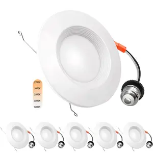 4/5/6 pouces sélectionnable 5CCT (2700-5000K) LED intégrée blanche encastrée Dimmable Retrofit Trim éclairage de plafond haute lumens