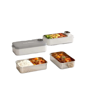 Heating 304 Stainless Steel <b>Insulated</b> Bento <b>Lunch</b> <b>Box</b> Digital Control Timer Function Water-Free Plug-in for Household - Product Image 1