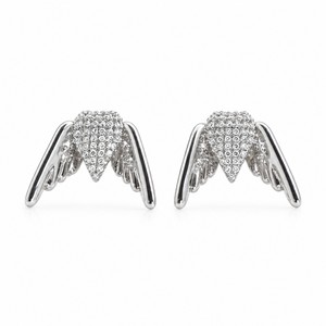 Exquisite Micro Paved Zircon Heart <b>Wing</b> Stud <b>Earrings</b> Cute Swallow Bird <b>Earrings</b> Unique Design Women Fashion Jewelry Accessories - Product Image 2