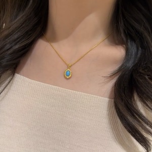 "<strong>Tiffany</strong> Blue" Vintage Blue Pine Brushed Necklace, Autumn/Winter New Style, Light Luxury Zirconia Clavicle <strong>Chain</strong> for Women - Product Image 4