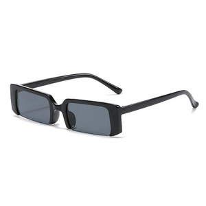 Lunettes de soleil carrées vintage noires à petite monture personnalisables avec logo 2026, protection UV400, demi-monture rectangulaire pour hommes et femmes - Product Image 1