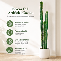 Cactus Colonne Géant Réaliste en Plastique, Faux Plante en Pot pour Affichage Intérieur, Résistant à l'Eau, Écologique pour Centre Commercial et Maison