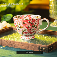 Mug de petit-déjeuner en céramique style floral glacé, tasse à eau pour couple très esthétique, tasse à café de bureau avec couvercle et cuillère