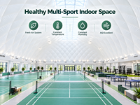 Complexe multisports à dôme gonflable : Badminton, basketball, tennis, membrane double couche, contrôle climatique intelligent, résistance aux typhons de niveau 16
