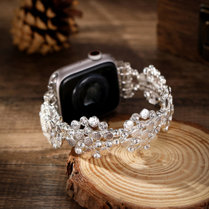 Lionorm lujo mujer Bling flor reloj pulsera correa de Metal elástico para <span class=keywords><strong>Apple</strong></span> <span class=keywords><strong>Watch</strong></span> serie 11 banda 46mm 1 <span class=keywords><strong>2</strong></span> 3 4 5 6 SE - Product Image 5
