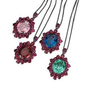 Wholesale Premium Polished Eco-friendly <b>Copper</b> Cubic Zirconia Jewelry Simulation Colored Gem Stone Pendant Necklace for Women Tu - Product Image 2