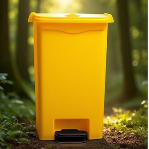 Cestino per rifiuti con pedale frontale giallo 50 L in plastica - Product Image 3