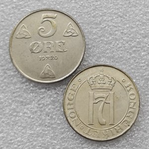Pièces commémoratives de style antique de Norvège 1918, 1920, 1945, 5 Ore <span class=keywords><strong>Haakon</strong></span> <span class=keywords><strong>VII</strong></span>, cadeaux, décoration de la maison - Product Image 2