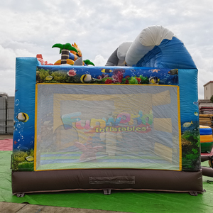 บ้านลมเป่าลมสำหรับเด็ก บ้านเด้งดึ๋งสำหรับงานปาร์ตี้เชิงพาณิชย์ สวนสนุกเป่าลมรูปมหาสมุทรพร้อมสไลเดอร์ - Product Image 3
