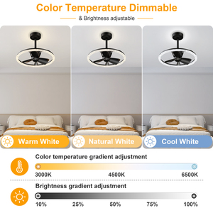 19.7'' Modern <b>Crystal</b> Ring Fandelier <b>Ceiling</b> Fan with <b>LED</b> <b>Light</b> APP & Remote Control 3000K‑6500K Memory Function for Bedroom - Product Image 2