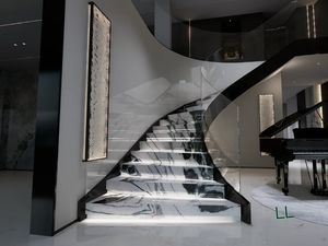 SH đá hiện đại đá cẩm thạch trắng xoắn ốc gạch độc đáo sàn đá tự nhiên cho cầu thang Bianco lassa macchia vecchia macchia vecchia - Product Image 6