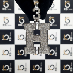 Pendentif lettre H en argent sterling 925 avec moissanite taille brillant VVS sertie griffe, style hip-hop personnalisé, cadeau de bijoux, certifié EGL - Product Image 1
