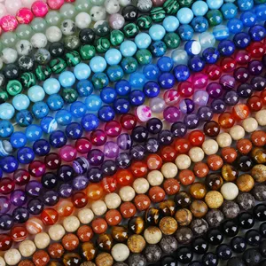 Gratis Monster Groothandel 95 Stuks Natuurlijke Ronde Edelsteen Agaat Kwarts Steen Helende Kristal Losse Kralen Voor Sieraden Armband Maken