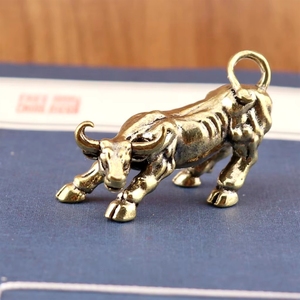 Figura de Toro Pequeño de Latón Puro, Miniatura de Buey para Decoración del Hogar, Mascota de Té, Adorno de Mesa, Regalo - Product Image 1
