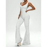 Nouvelle combinaison de yoga pour femme à imprimé léopard, dos croisé, pantalon évasé sans couture, très élastique, pour fitness et entraînement en salle de sport