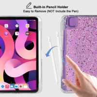 Étui pour iPad Glitter Sparkle Origami pour Pro 11 13 M4 Air M2 2024, support pliable transparent, étui pour tablette avec porte-stylet