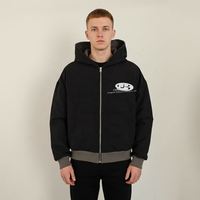 CHIDAOREN OEM – Sweat à capuche réversible zippé sur mesure, 450 grammes, épais, patchwork, coupe oversize pour homme – Fabricant