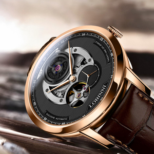 Cho lobni 16020 của người đàn ông Skeleton Đồng hồ cơ khí với da ban nhạc khả năng chịu nước biểu tượng tùy chỉnh <span class=keywords><strong>OEM</strong></span>/<span class=keywords><strong>ODM</strong></span> giá bán buôn - Product Image 4