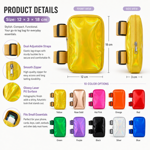 Wholesale PU Laser Thigh Pouch Women Fashion Leg Bag Festival Waist Pack with Custom Logo Service - Product Image 4