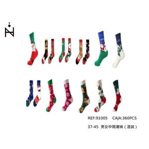 Calzini alla moda a metà polpaccio 37-45, confezione mista per uomo e donna, design natalizio - Product Image 1