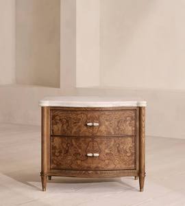 Muebles de dormitorio de lujo, mesitas de noche de madera con dos cajones y mármol natural - Product Image 1