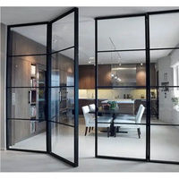 CBMMart Portes en verre pour appartement, bureau Porte française intérieure en métal fer à battant Portes de balcon personnalisées à double volet en aluminium en verre